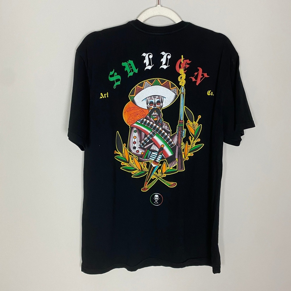 Sullen Art Collective Mexican‎ Revolutionary Skeleton T-Shirt Mens Large Black